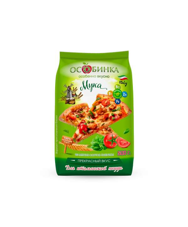 Упаковка Мука для пиццы - аренда торгового знака Особинка